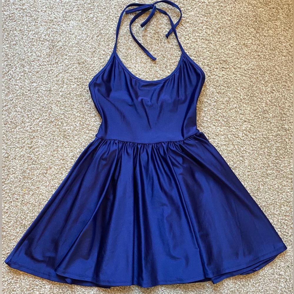 American Apparel Metallic Blue Halter Dress
